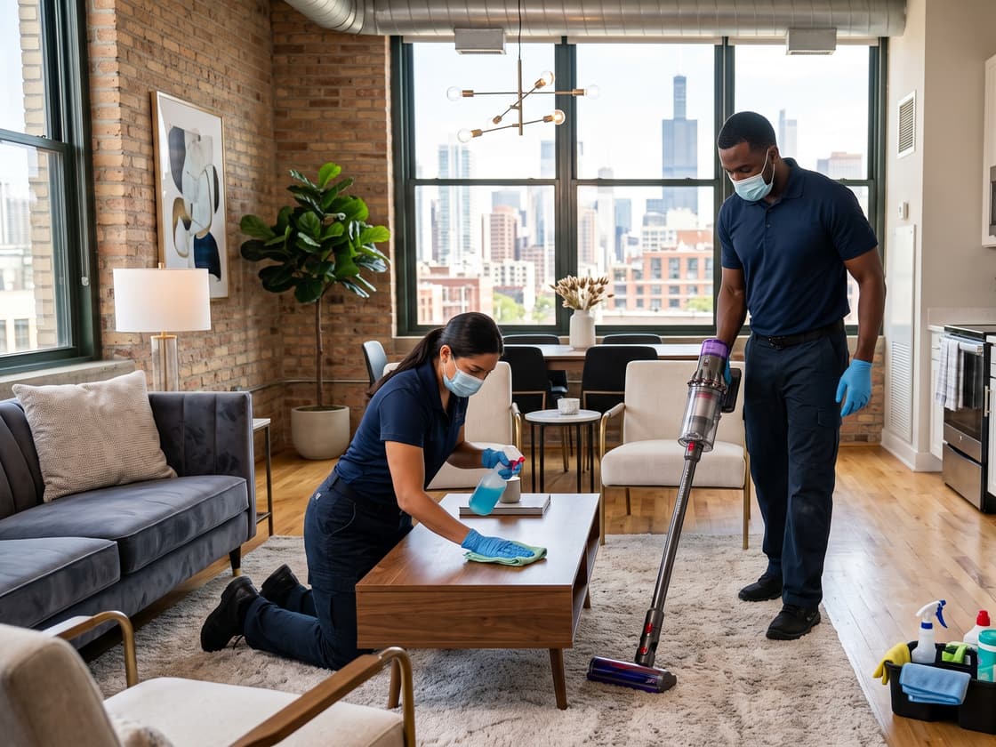 Wise Cleaning Services team preparing a modern loft between Airbnb guests